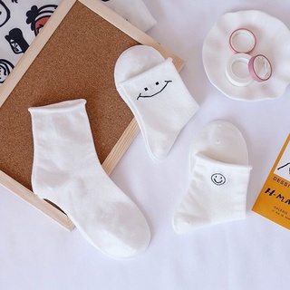 Tất trắng nữ cổ cao họa tiết dễ thương vải co giãn 4 chiều, phong cách Hàn Quốc dễ phối đồ - Tất Ulzzang Cao Cổ Nữ