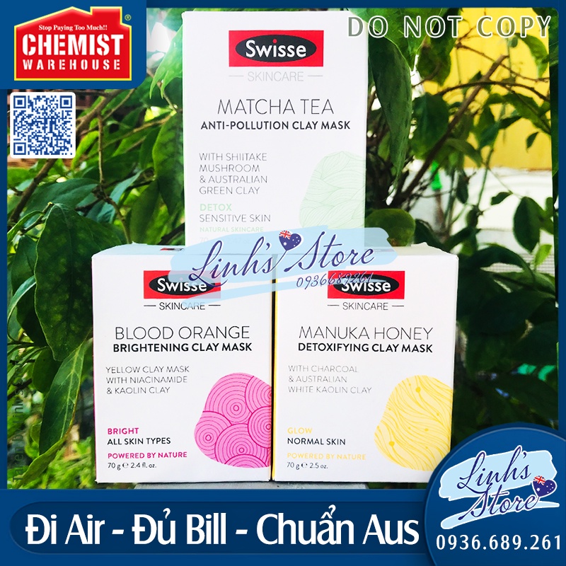 70g - Mặt nạ thải độc Swisse Skincare Manuka Honey Detoxifying Facial Clay Mask 💙 Chemist Warehouse - Úc
