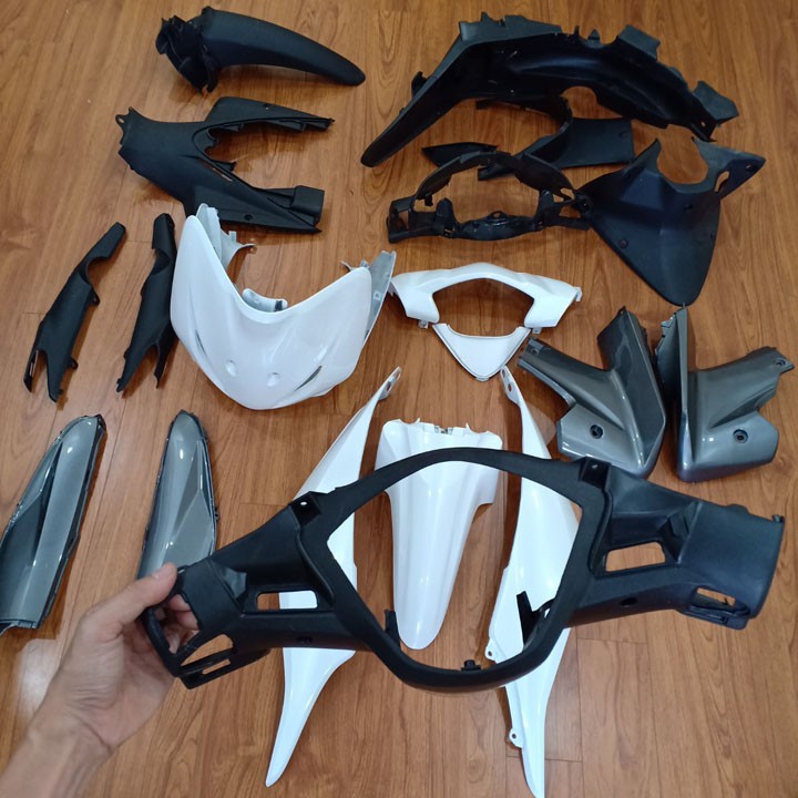 Bộ dàn áo xe WAVE S110 - RS110 màu Trắng đời 2009 đến 2010, nhựa ABS nguyên sinh