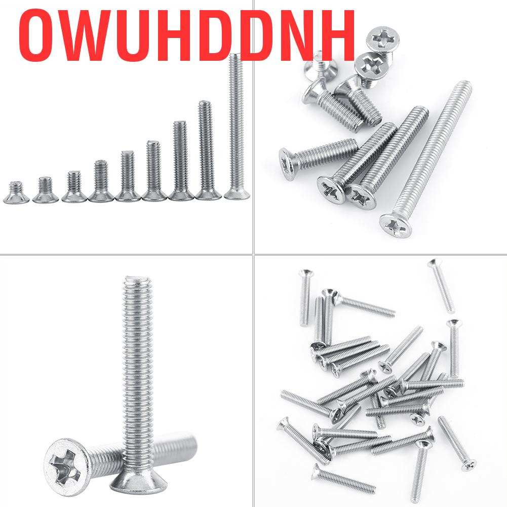 Set 100 ốc vít đầu dẹt 9ypes M3 SS304 bằng thép không gỉ