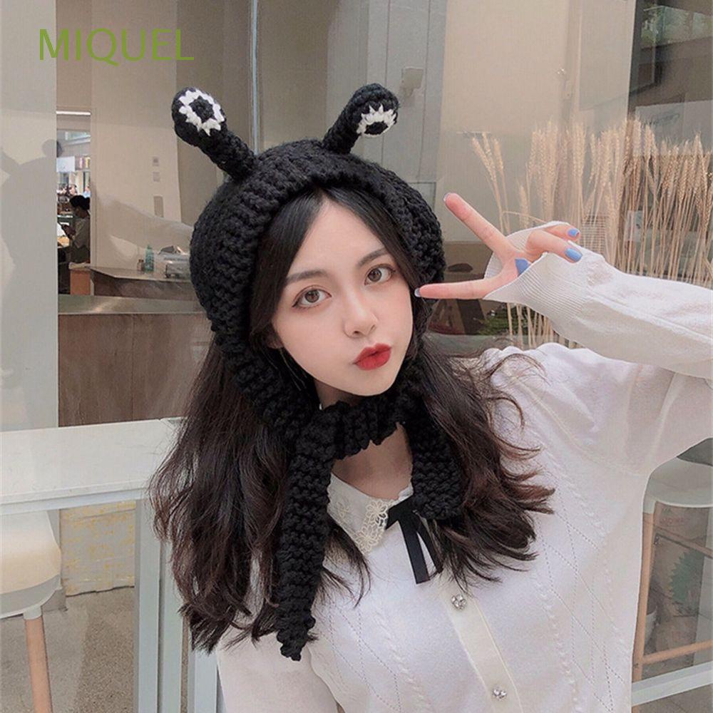 Mũ Len Trùm Đầu Giữ Ấm Mùa Đông Kiểu Dáng Dễ Thương Phong Cách Hàn Quốc Cho Nữ