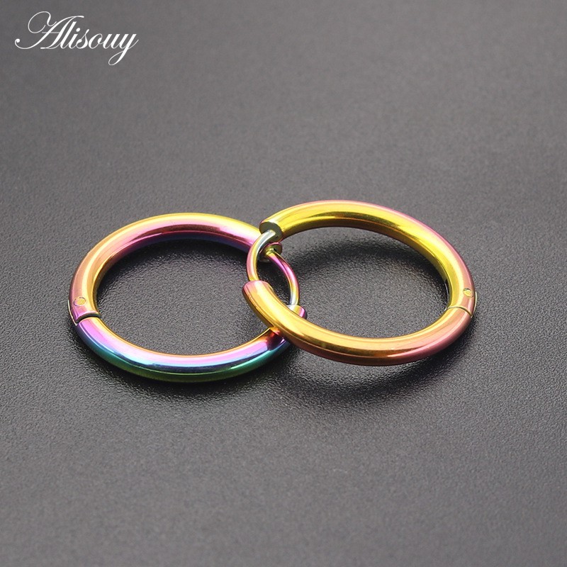 2 PC Thời Trang Mới Punk Unisex Thép Không Gỉ Vòng Tròn Bông Tai Nam Nữ Tai Hoop