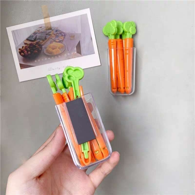 Kẹp bịt kín miệng túi bảo quản đa năng thiết kế hình củ cà rốt đáng yêu