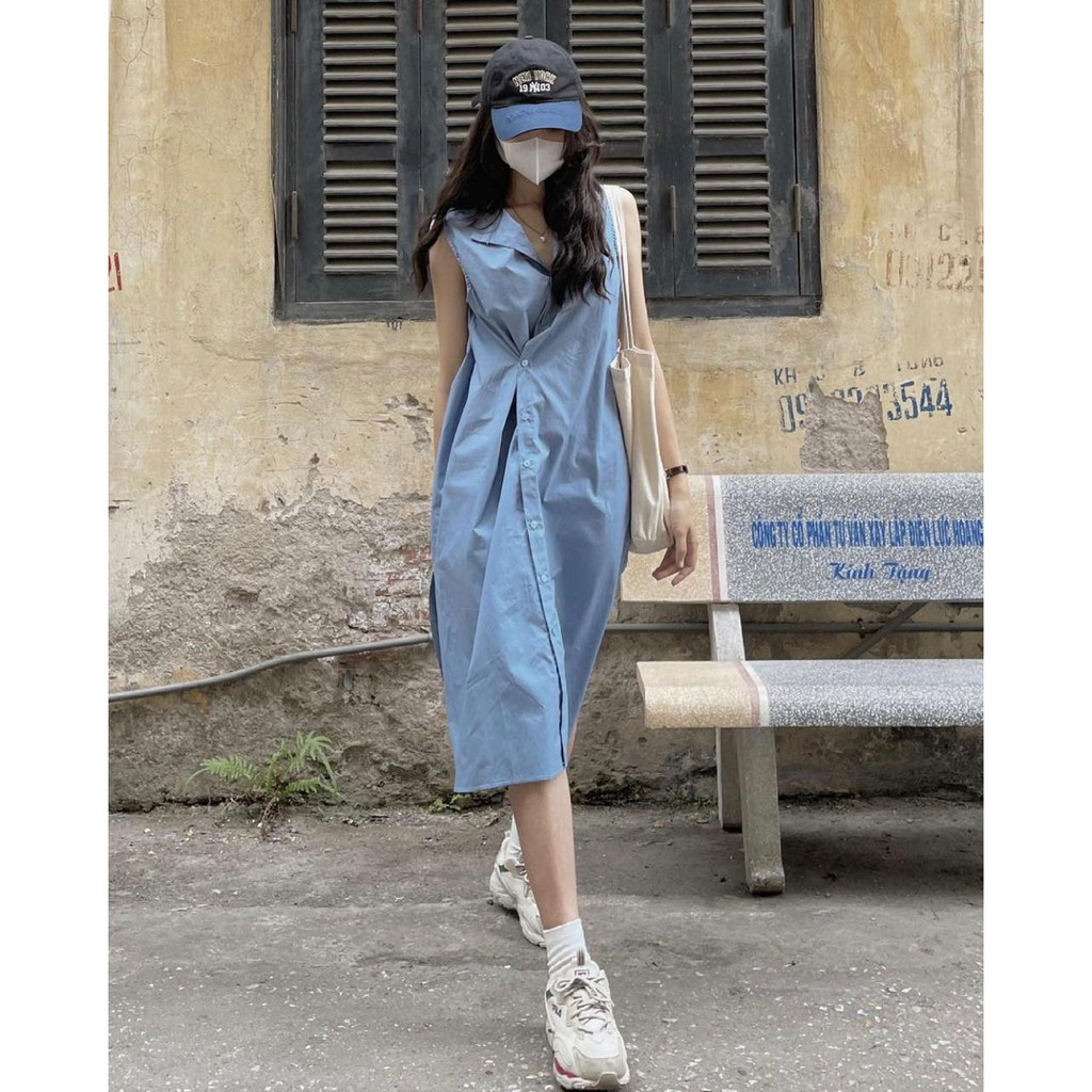 VÁY SƠ MI THÔ MỀM KHUY CÀI CHÉO