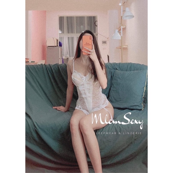 Đồ ngủ bodysuit ren cosplay kèm kẹp tất sexy - hàng quảng châu cao cấp  - Mã B2