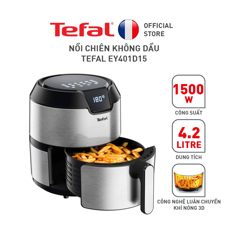 [Mã ELTF12 giảm 10% đơn 500K] Nồi chiên không dầu Tefal EY401D15