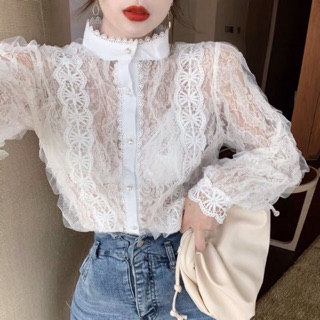 Áo sơmi phối ren bánh bèo