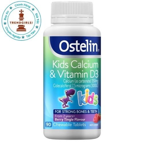 Viên nhai Vitamin D3 và Canxi cho bé 2 - 13 tuổi Kids Calcium & Vitamin D3 Ostelin Của Úc (90 viên) - Trend girls online