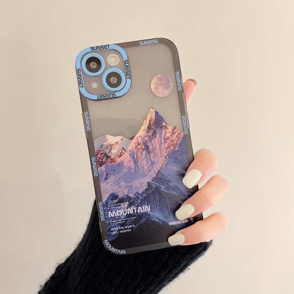 Ốp điện thoại TPU trong suốt họa tiết ngọn núi thích hợp cho iphone 13 12 11 pro max x xr xsmax 7 / 8plus