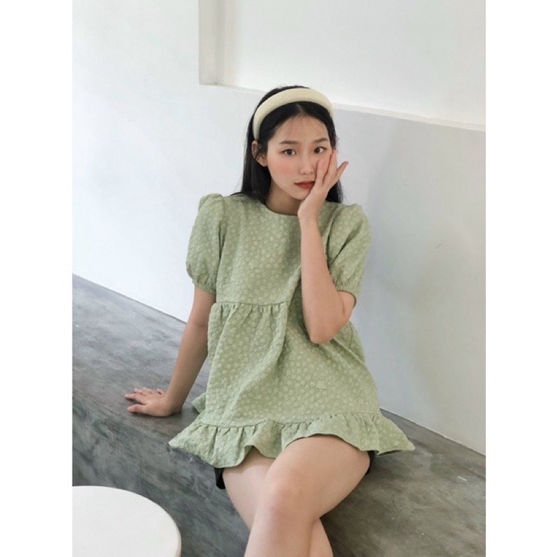 Áo babydoll lollie xanh bơ sz m