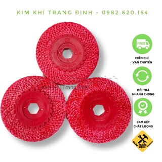 Xơ dừa đỏ đánh bóng inox 100mm