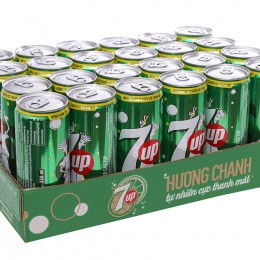 Thùng 24 lon nước ngọt 7 Up hương Chanh 330ml