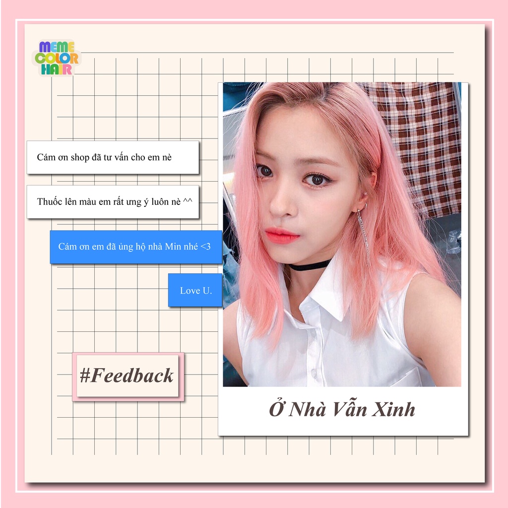 Thuốc nhuộm tóc màu hồng nhạt , tặng kèm oxy trợ dưỡng và bao tay