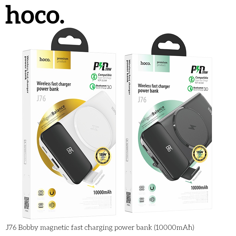 Pin sạc dự phòng không dây PD20W - Hoco J76 đèn LED hiển thị, tích điện dung lượng 10000mAh - Chính hãng