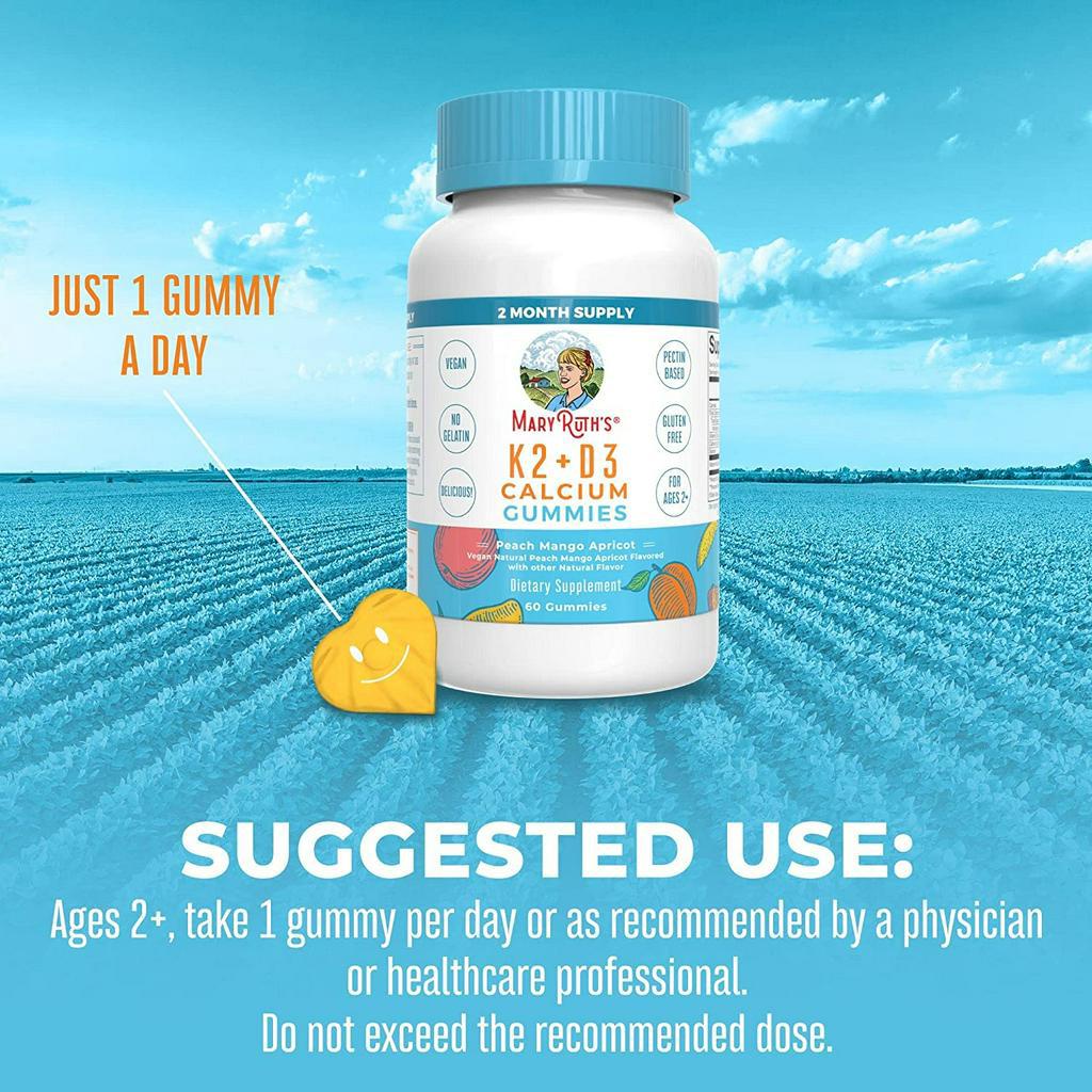 Viên kẹo nhai bổ sung vitamin D3, K2 và canxi Mary Ruth’s 60v