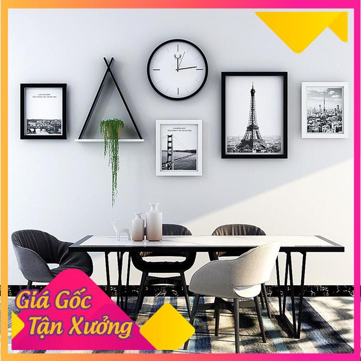 Khung tranh bộ, khung tranh decor treo tường nghệ thuật kèm đồng hồ REB008