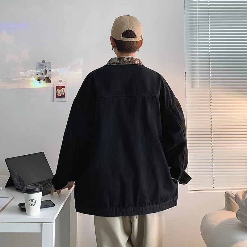Áo khoác nam phong cách hàn quốc thời trang cho nam áo khoác denim nam nữ màu có ve đơn giản áo khoác Unisex dài tay Đơn tính thông thường cặp đôi