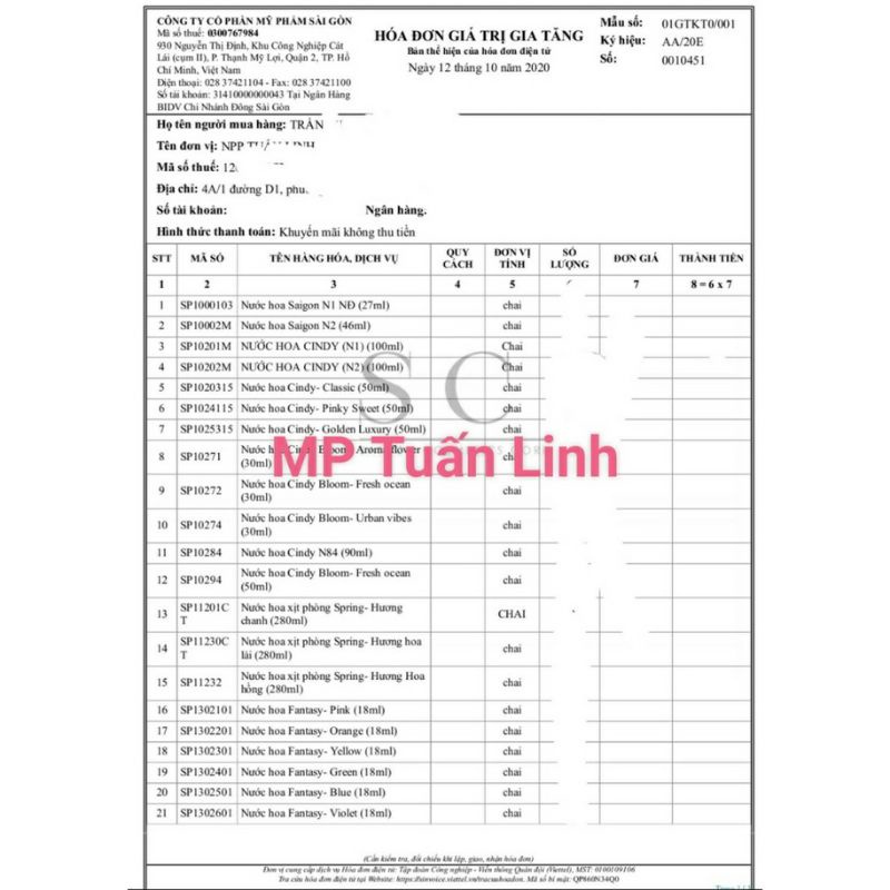 NƯỚC HOA FANTASY ĐỦ MÀU CTY MỸ PHẨM SÀI GÒN.