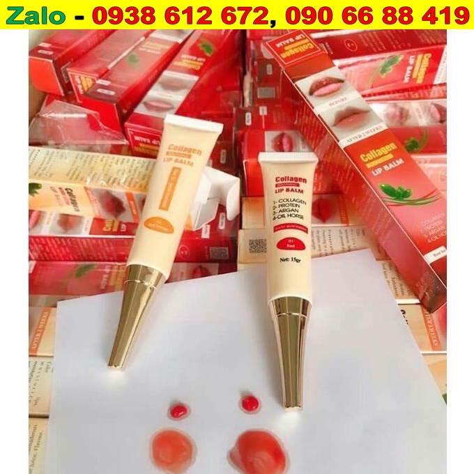 Dưỡng Collagen Lip Balm, dưỡng kích màu môi dưỡng ẩm chống nhăn chống khô môi dùng sau phun xăm 15g