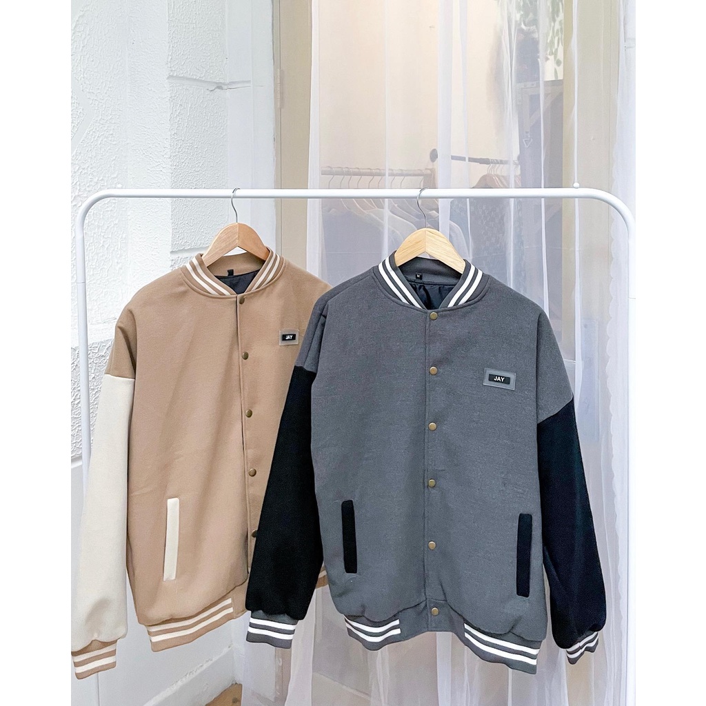 Áo Khoác Bomber Nỉ Dạ lót dù DJAY màu NÂU/XÁM  Nam nữ unisex/Bomber Jacket form rộng Ulzzang ❤️ Jaystoree2