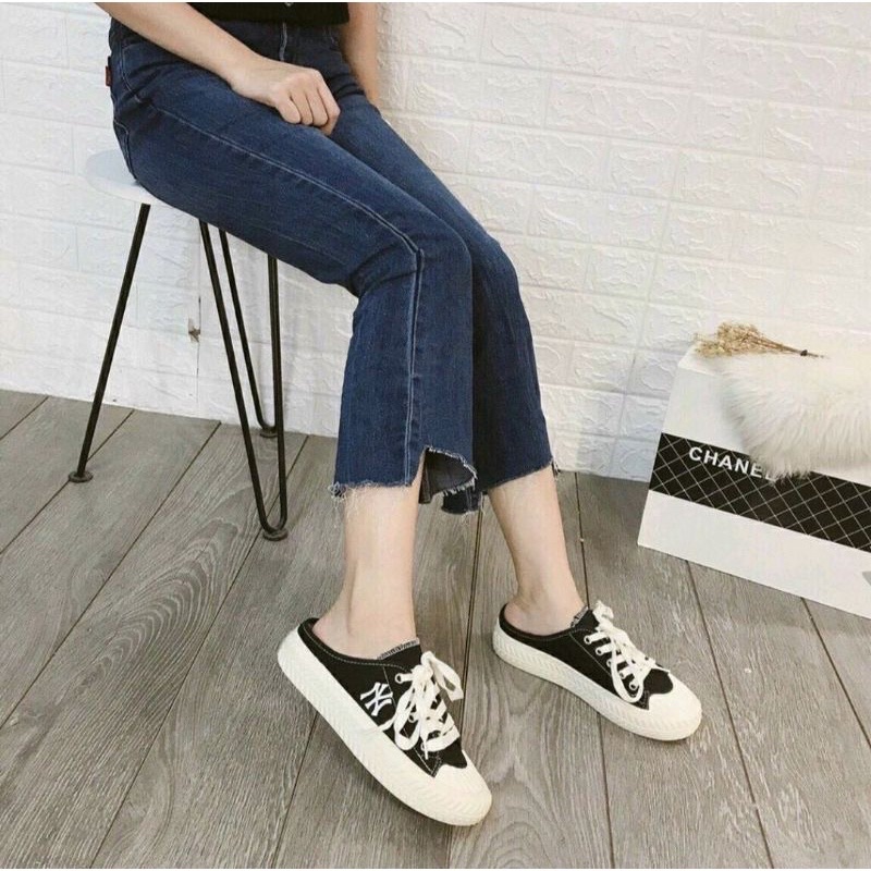 Giày ny sục thể thao đạp gót mlb đen trắng full size sneaker thể thao nam nữ