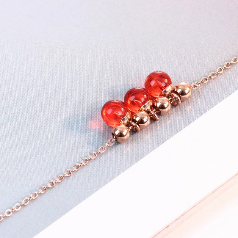 Lắc Chân Thép Titan Mạ Vàng Hồng 18k Đính Hạt Đơn Giản Phong Cách Hàn Quốc | BigBuy360 - bigbuy360.vn