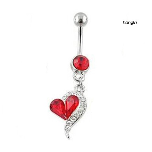 (Hàng Mới Về) Khuyên Rốn Hình Trái Tim Đính Đá Lấp Lánh