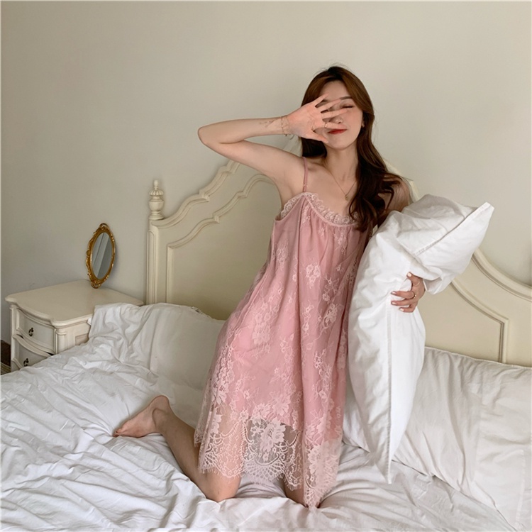 [Mịn - Đẹp - LOẠI I] ♥Ảnh Thật♥4 màu Váy Ngủ Xuyên Thấu B1023 Đầm Công Chúa Voan Ren Cao Cấp Quảng Châu