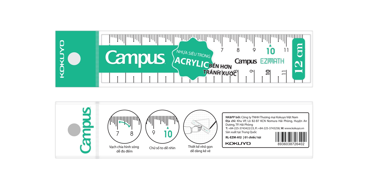 Thước Kẻ Acrylic Campus 12cm RL-EZM-A12 - Campus