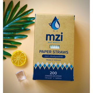 Ống hút giấy mix nhiều màu hộp 200 ống - mzi.vn