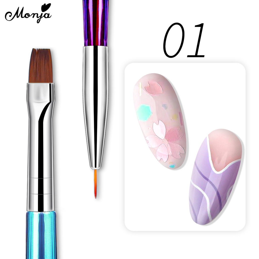 MONJA Cọ Vẽ Trang Trí Móng Nghệ Thuật Hai Đầu Acrylic Mạ Điện DIY