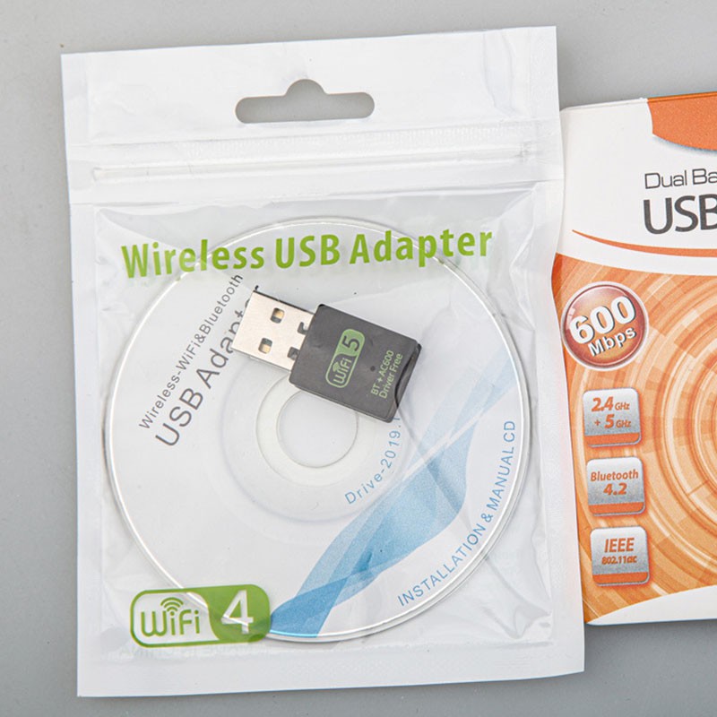 Usb Thu Sóng Wifi Bluetooth 600mbps Free 2.4 / 5ghz + Đĩa Cd