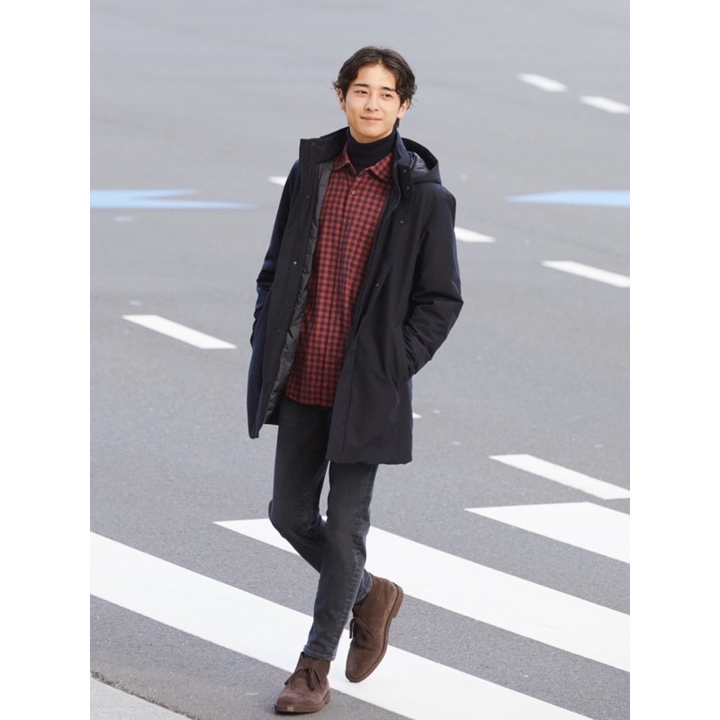 Áo sơ mi nam dài tay kẻ caro nhỏ dòng flannel của Uniqlo