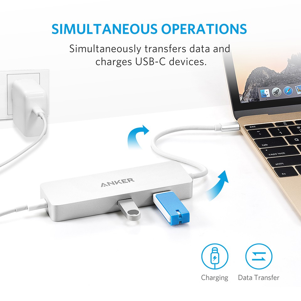 Bộ chia cổng ANKER USB Type C Hub, Ethernet và Power Delivery PD - A8302