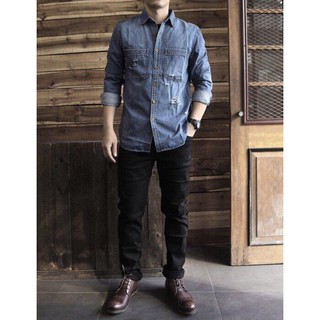 Áo khoác/Sơmi denim Xanh đậm wash