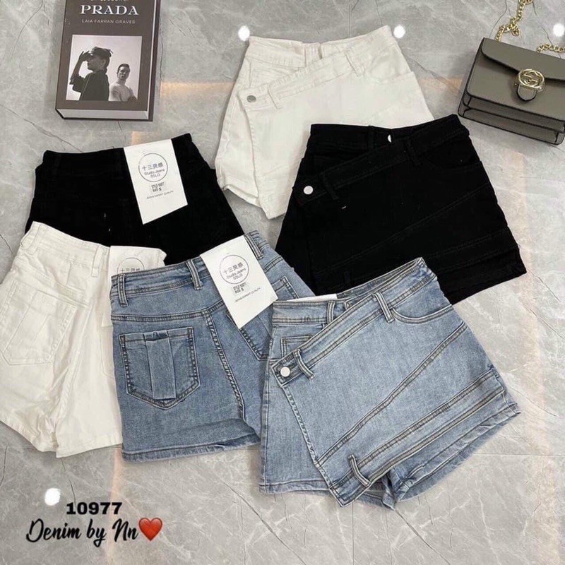 Chân váy bò kiểu❣️Quần giả váy bò co giãn cúc lệch | BigBuy360 - bigbuy360.vn