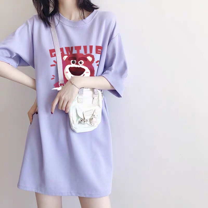 Đồ ngủ Tay Ngắn Cổ Tròn In Họa Tiết Quả Dâu Dễ Thương Thời Trang Mùa Hè Cho Nữ