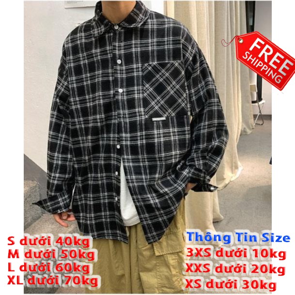 Áo khoác sơ mi nam caro UNISEX CHẤT KATE THOÁNG MÁT FROM RỘNG ( KHÔNG NÓN ) | BigBuy360 - bigbuy360.vn