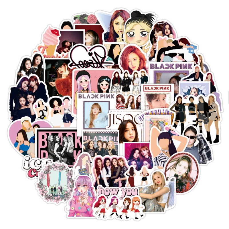 Set 50 miếng dán trang trí chống thấm nước hình JISOO JENNIE ROSÉ LISA