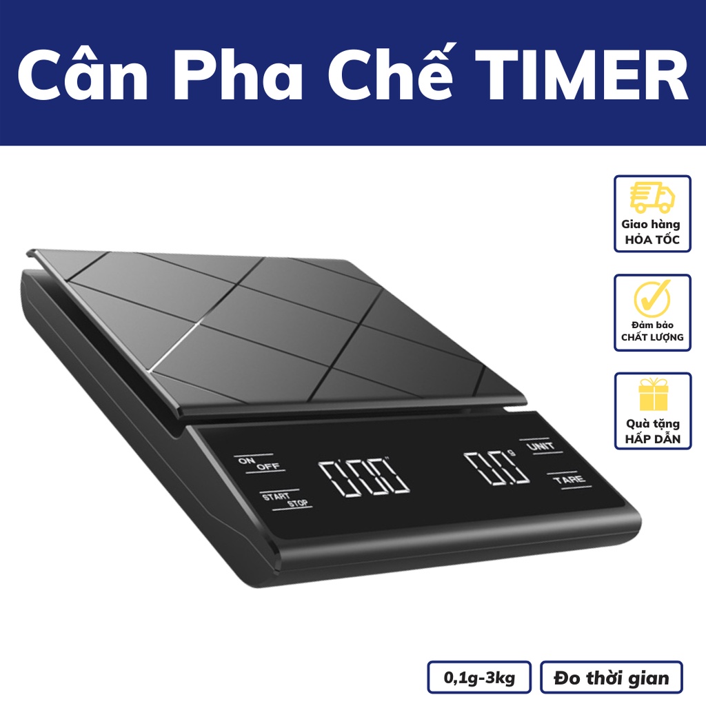 Cân tiểu ly pha cà phê có bộ đếm giờ EK6012 cân tiểu li pha cafe định lượng 0,1g-3kg độ chính xác cao tặng kèm pin AAA