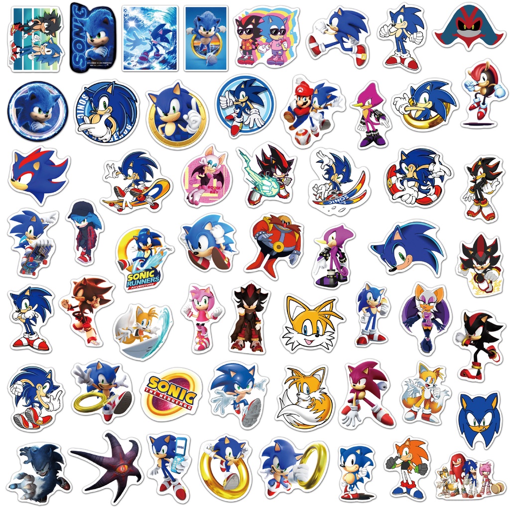 ❉ Miếng Dán Hình Sonic The Hedgehog Series 05 ❉ Bộ 50 Miếng Dán Thời Trang In Chữ Sonikku za Hejjihoggu DIY