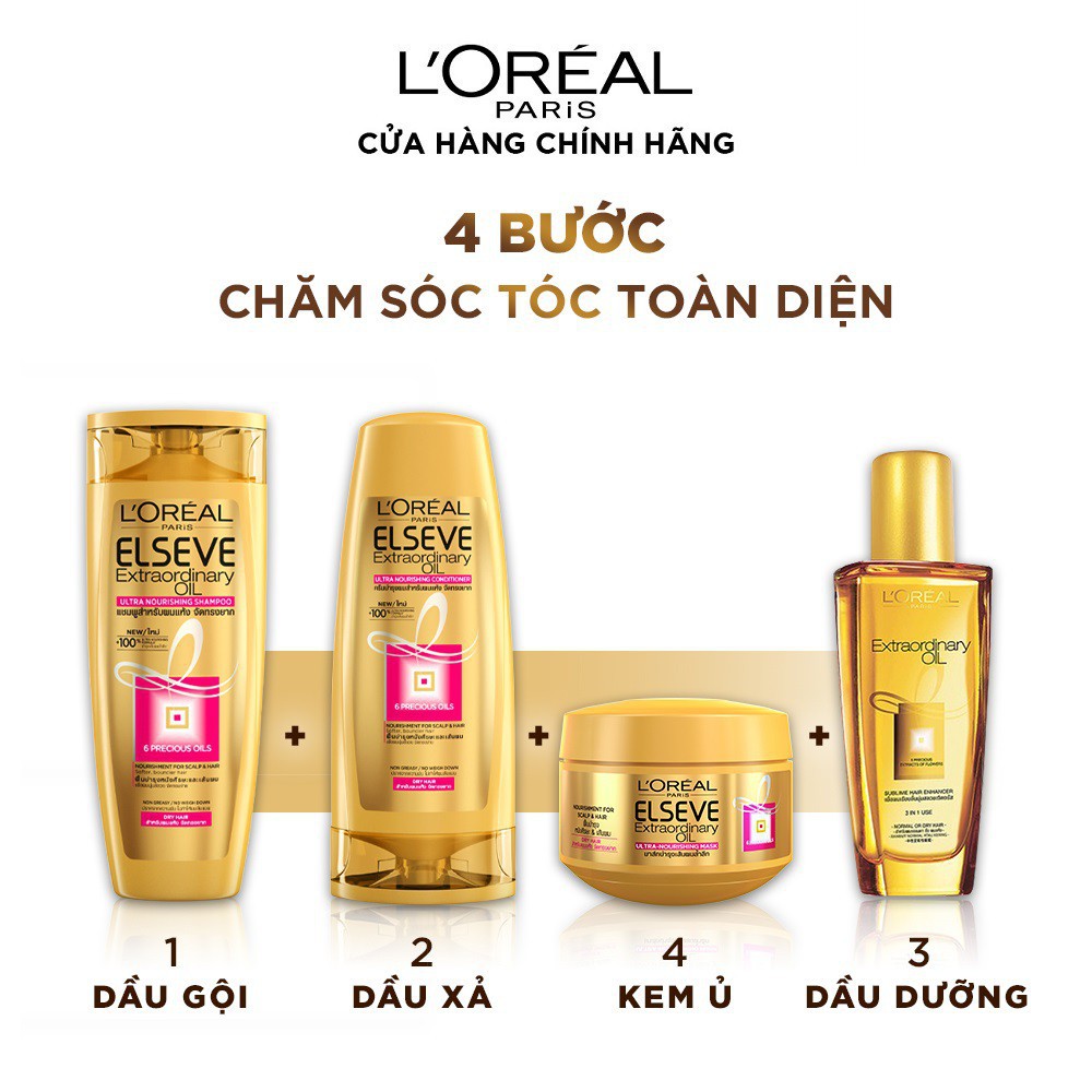 Dầu gội chiết xuất tinh dầu hoa tự nhiên L'Oreal Paris Elseve Extraordinary Oil Ultra Nourishing 330ml/650ml