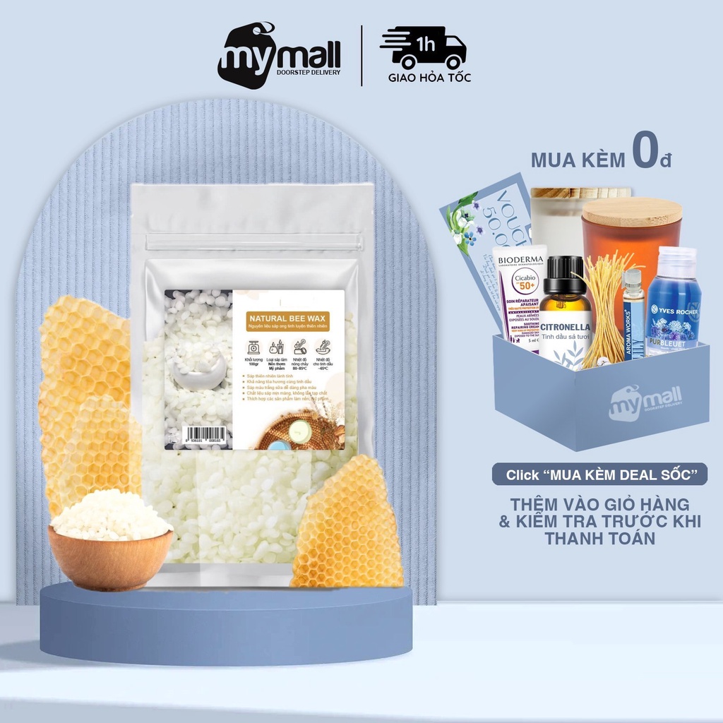 Sáp Ong viên tự nhiên Natural Beeswax Làm Nến Thơm, mỹ phẩm handmade dạng viên, màu trắng ngà, không mùi