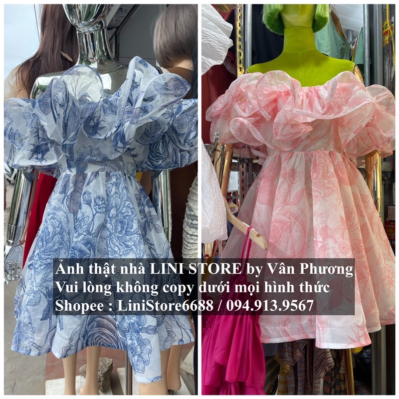VÁY HOA BÈO NGỰC TRỄ VAI SIÊU BỒNG XOÈ HÀNG CHUẨN THUÝ VÂN TRẦN