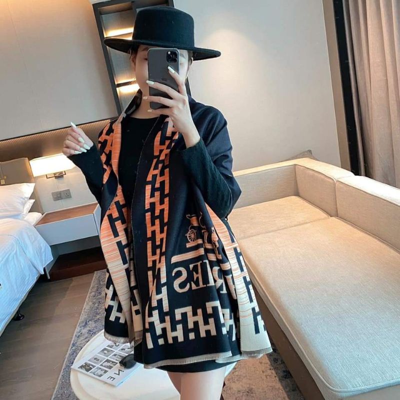 Khăn Dạ Lông Cừu - Khăn Choàng Cổ Hiệu HERMES Dày Đẹp 70 × 180cm.
