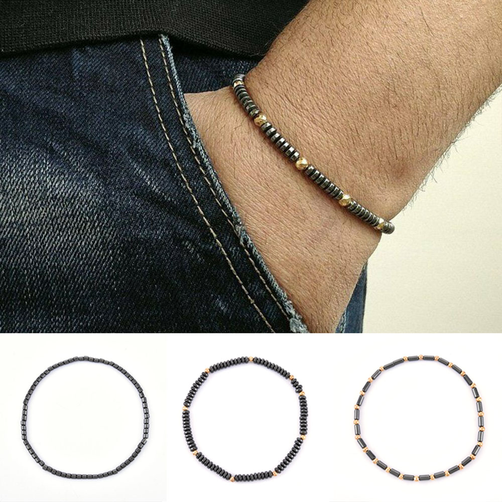 Simple Auspicious Amulet Handmade Bracelet Men's Stone Beaded Bangle Accessories