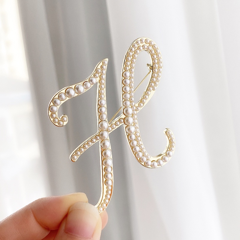 Ghim Cài Áo Hình Chữ Cái Đính Ngọc Trai Giả Thời Trang Cho Nữ