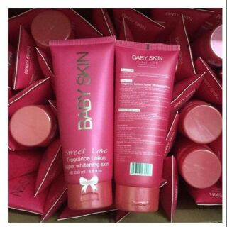Kem body Baby Skin dạng tuýp - Sweet Love Fragrance Lotion Super Whitening Skin 
tuýp 200ml