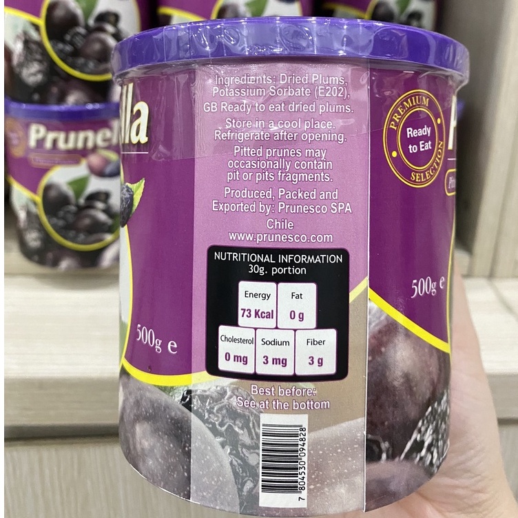 Mận đen sấy dẻo Chile  hộp 500gram, ngọt vừa và vị chua thanh mát