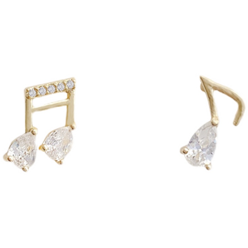 Khuyên Tai Không Đối Xứng Hình Nốt Nhạc Đính Đá Zircon 2022 Thời Trang Hàn Quốc Cao Cấp Cho Nữ s925